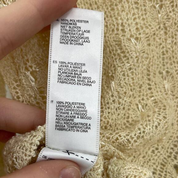 Forever 21 Womens Lace Mesh Knitted Cream Pullover Cover Up Beige Small - Picture 7 of 8